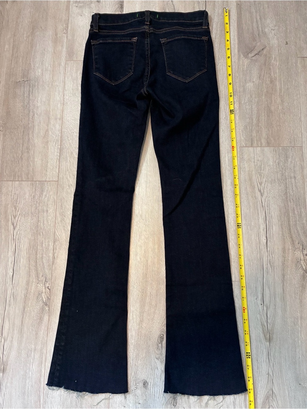 J Brand Janet Dark Indigo Flare Jeans Size 26 Raw Hem Bootcut Stretch Denim - Picture 13 of 13